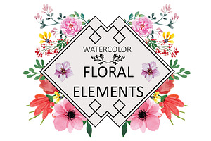 Hand Made Watercolor Floral Elements