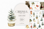 Watercolor Christmas is...clipart., a Seasonal Illustration by ArtMaslyana (Thumbnail 1 of 7)