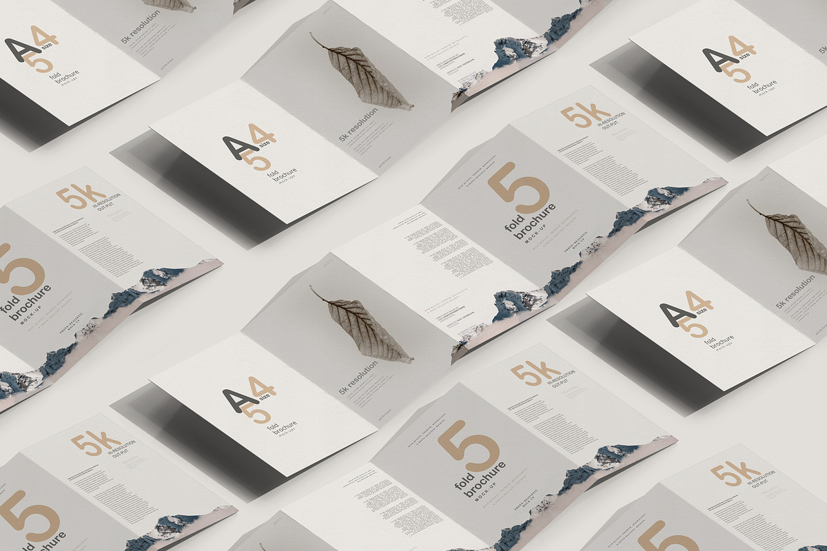 A4 Size Five Fold Brochure Mockup, a Print Template by pmvch (Photo 20 of 20)