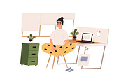 People do workout at workplace set, a Person Illustration by Good Studio (Thumbnail 2 of 9)