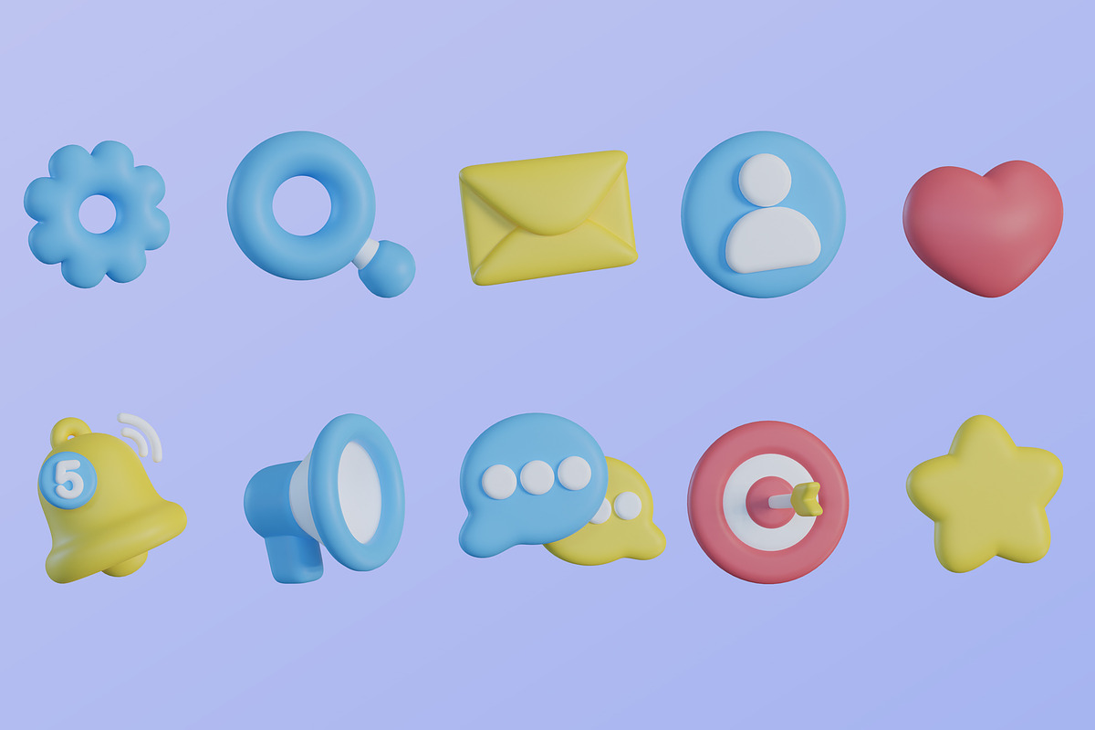 3D Social Media UI Icons, an Object Graphic by Artnivora.Std (Photo 4 of 4)