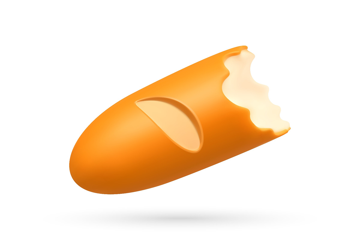 Baguette with bite taken out in 3d, a Food Illustration by Abscent (Photo 2 of 3)