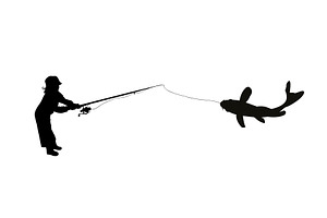 Silhouette of a child catching fish, a Person Illustration by Nenahliadava Design