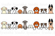 cartoon dogs sitting&peeking bundle, an Illustration by dogsinarow (Thumbnail 2 of 3)