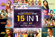 BUNDLE! 15 in 1 Oil Painting Effect, an Action Add-On by U_Design (Thumbnail 1 of 16)