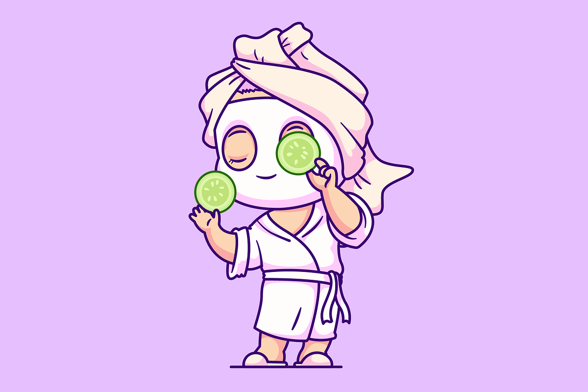 Cute Girl Wearing Facial Sheet Mask, a Person Illustration by Catalyst Labs (Photo 3 of 3)