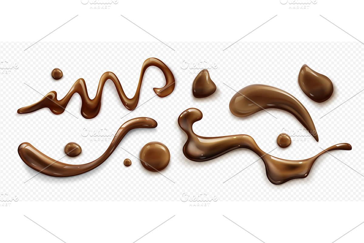 Liquid chocolate splashes set on, a Food Illustration by art PVP - market