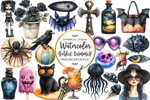 Gothic Summer Sublimation Clipart, an Illustration by OK Design