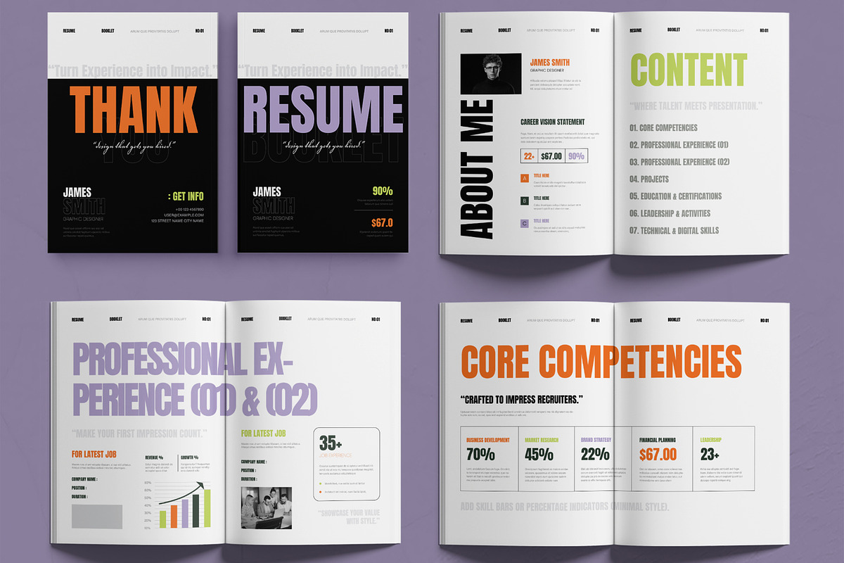 Resume Booklet CV Multipage Template, a Resume Template by MightyDesign (Photo 2 of 6)