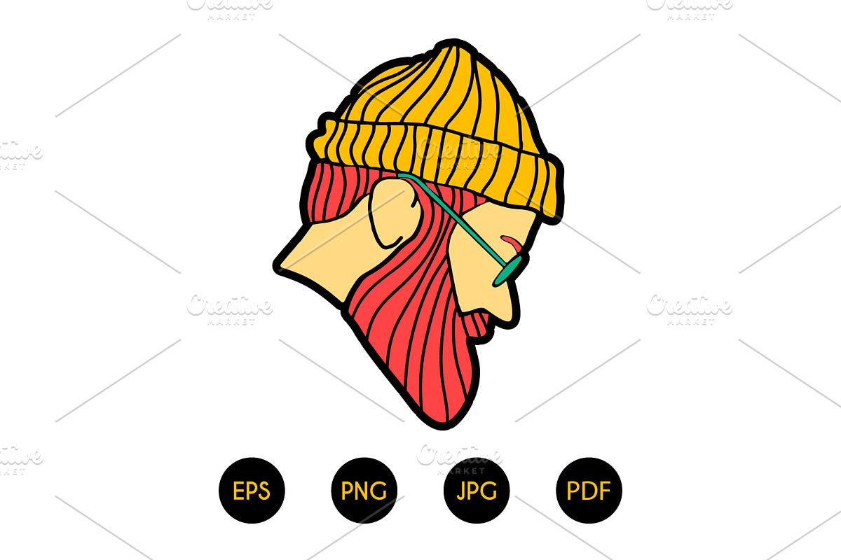 Hipster Face Print illustration., a Person Illustration by DeShoff Art (Photo 1 of 3)