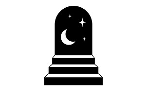 Minimal staircase to arched night, an Object Illustration by GraphiShop