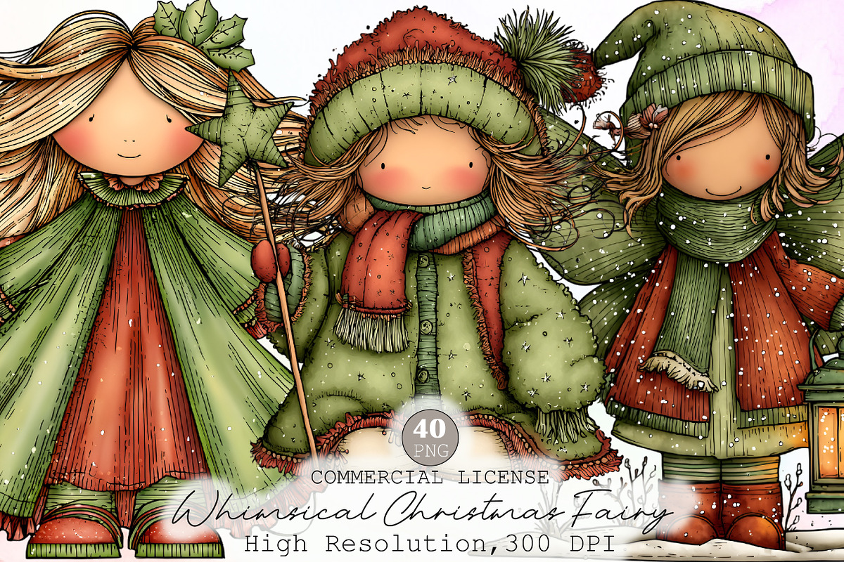 Whimsical Christmas Fairy Clipart, an Illustration by Sublimation Artist (Photo 1 of 6)