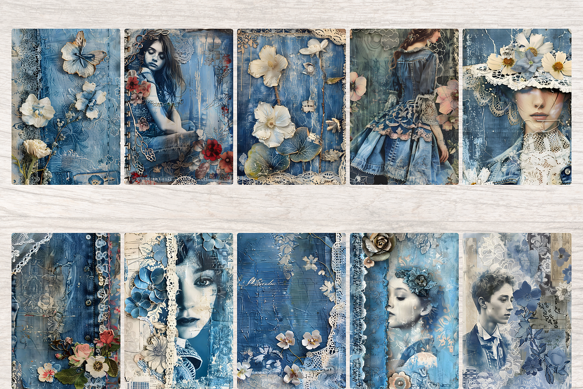 DENIM FANTASY JUNK JOURNAL PAGES, a Person Illustration by Daring Digies (Photo 4 of 8)
