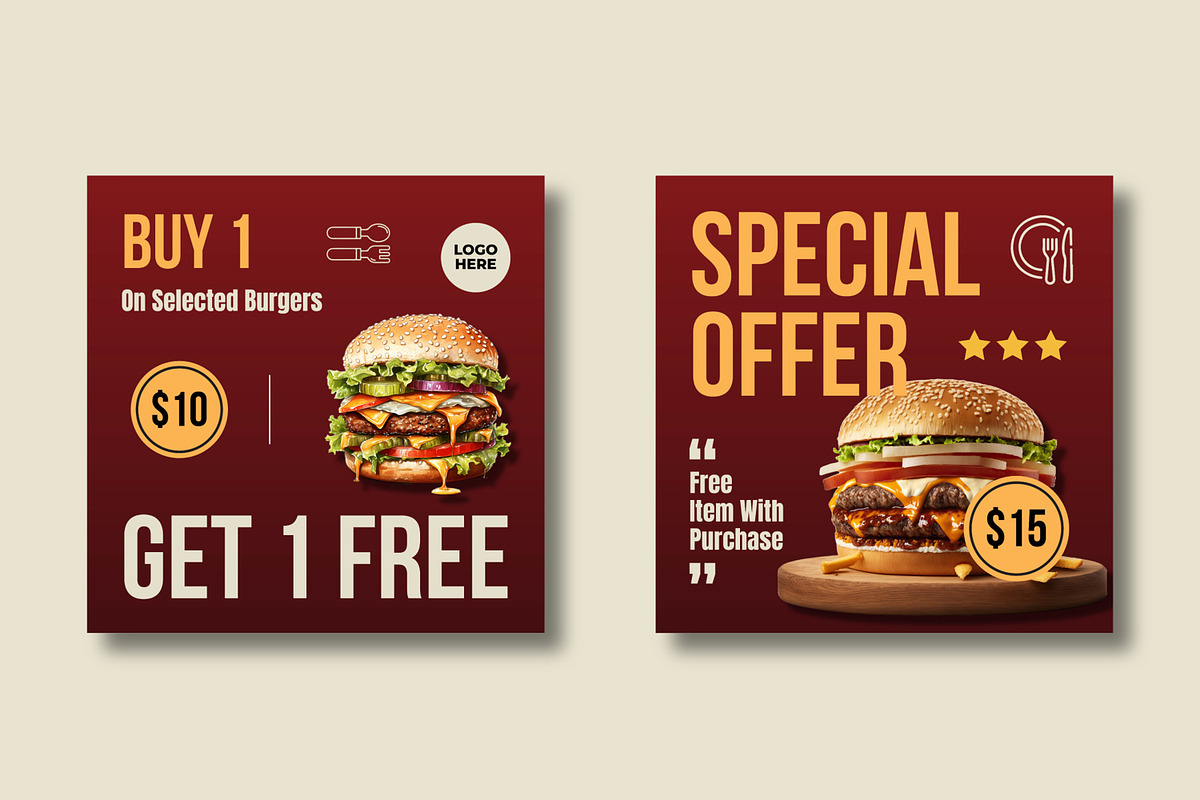 Burger Sale Social Media Post, a Social Media Template by MightyDesign (Photo 4 of 8)