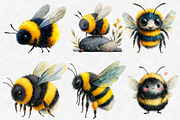 Watercolor Spring Bees Clipart, an Illustration by Designworld (Thumbnail 5 of 6)