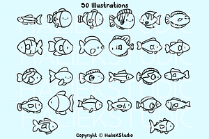 Cute Fish Procreate Stamp Brushes