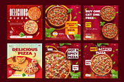6 pizza social media post designs, a Social Media Template by graphic bakers (Thumbnail 2 of 4)