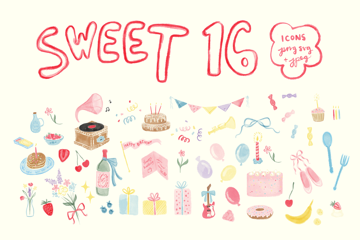 Sweet 16 Clipart Set, an Icon by Jordyn Grace Design (Photo 2 of 7)