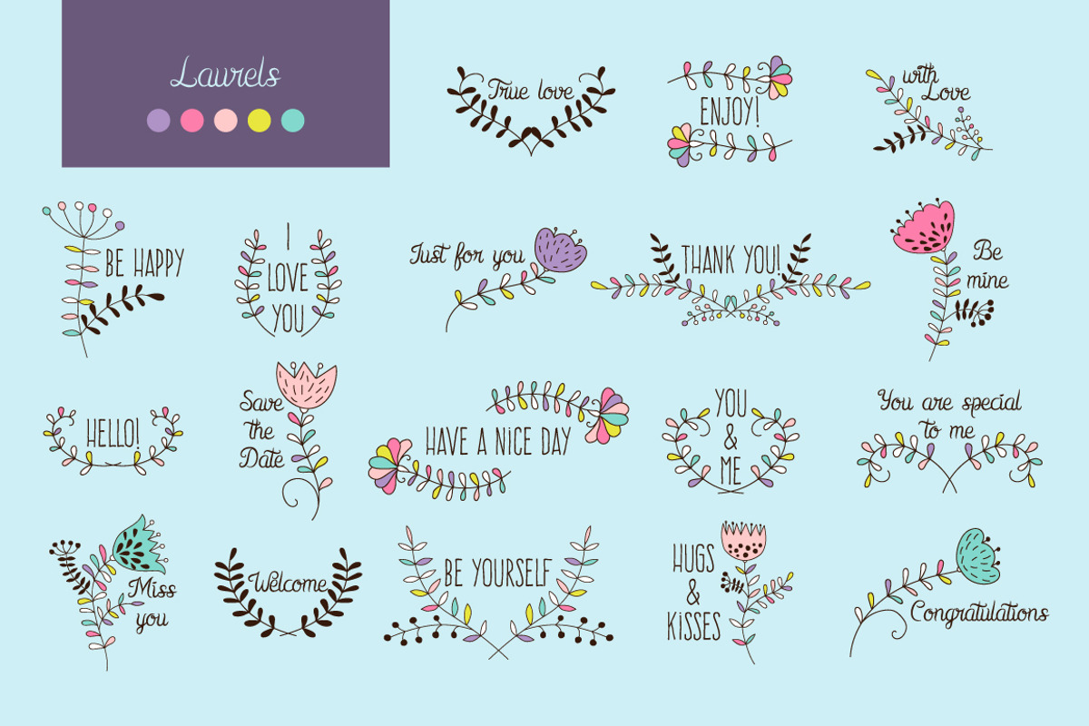 Floral Vector Elements Set + Pattern, an Illustration by OkPen (Photo 2 of 6)
