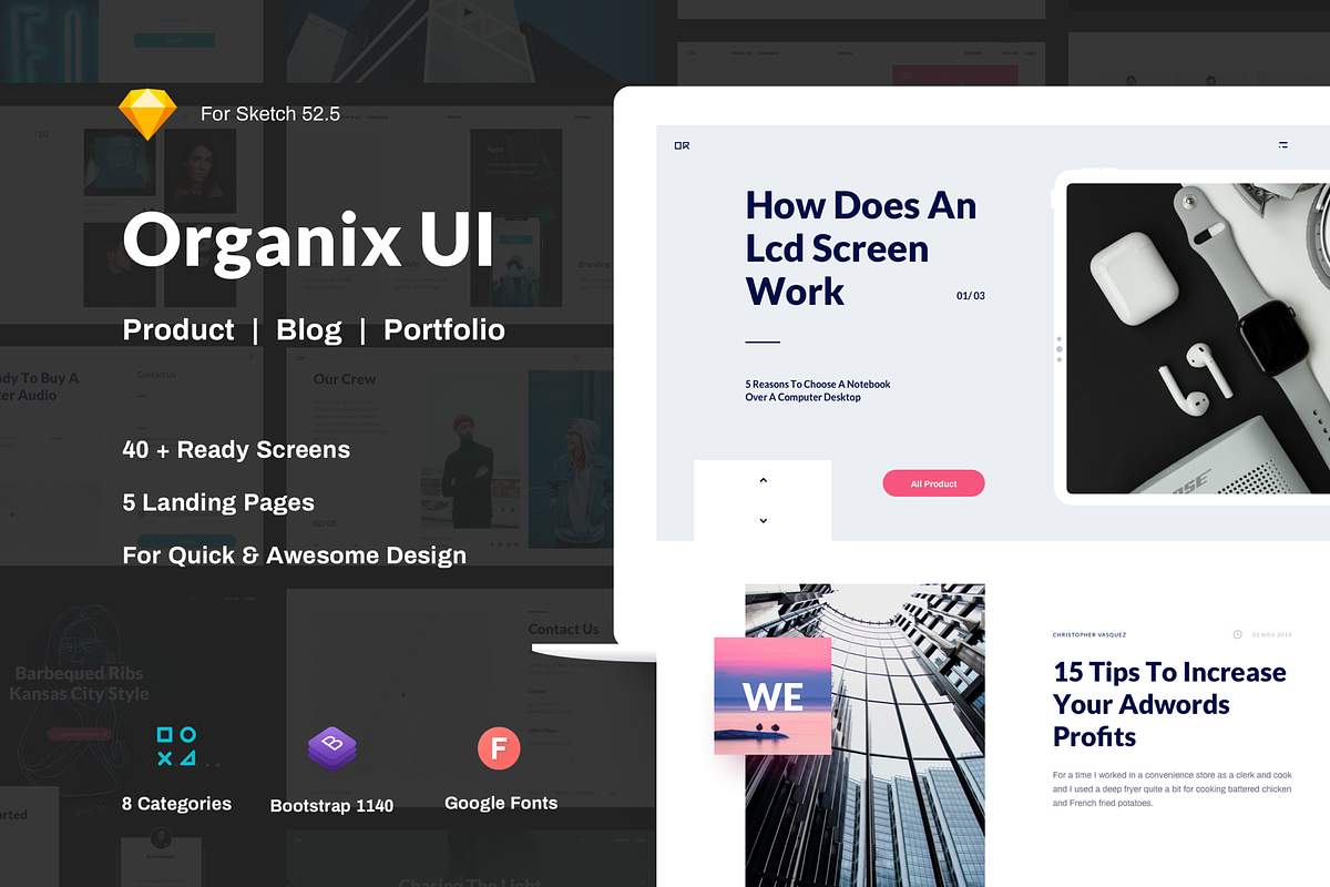 Organix UI Template, a Landing Page Template by kohalov (Photo 1 of 6)