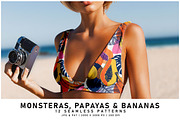 Monstera Leaves, Papayas and Bananas, a Pattern Graphic by Digital Art Creations (Thumbnail 7 of 7)