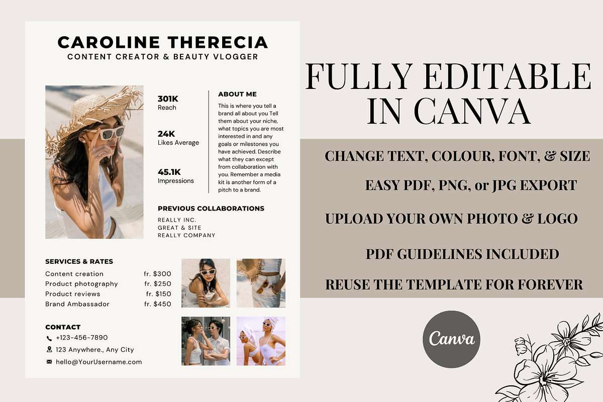 1 Page Elegant Rate Card Media Kit, a Social Media Template by Daily Creative (Photo 2 of 4)