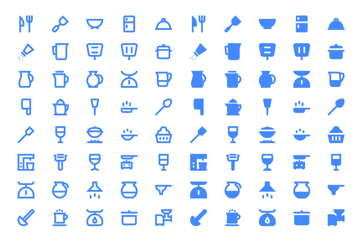 160 Kitchen Utensils Material Icons, a Solid Icon by Creative Stall (Photo 3 of 4)