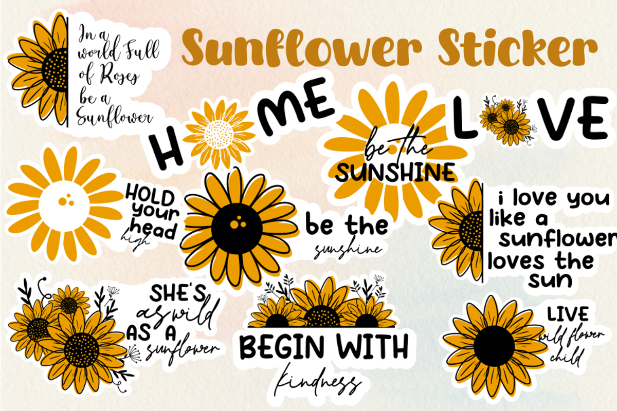 Sunflower Sticker Printable, an Object Graphic by craftNugraha