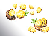 Tropical Pineapple. Hand painted, a Food Illustration by Daria Ustiugova (Thumbnail 7 of 28)