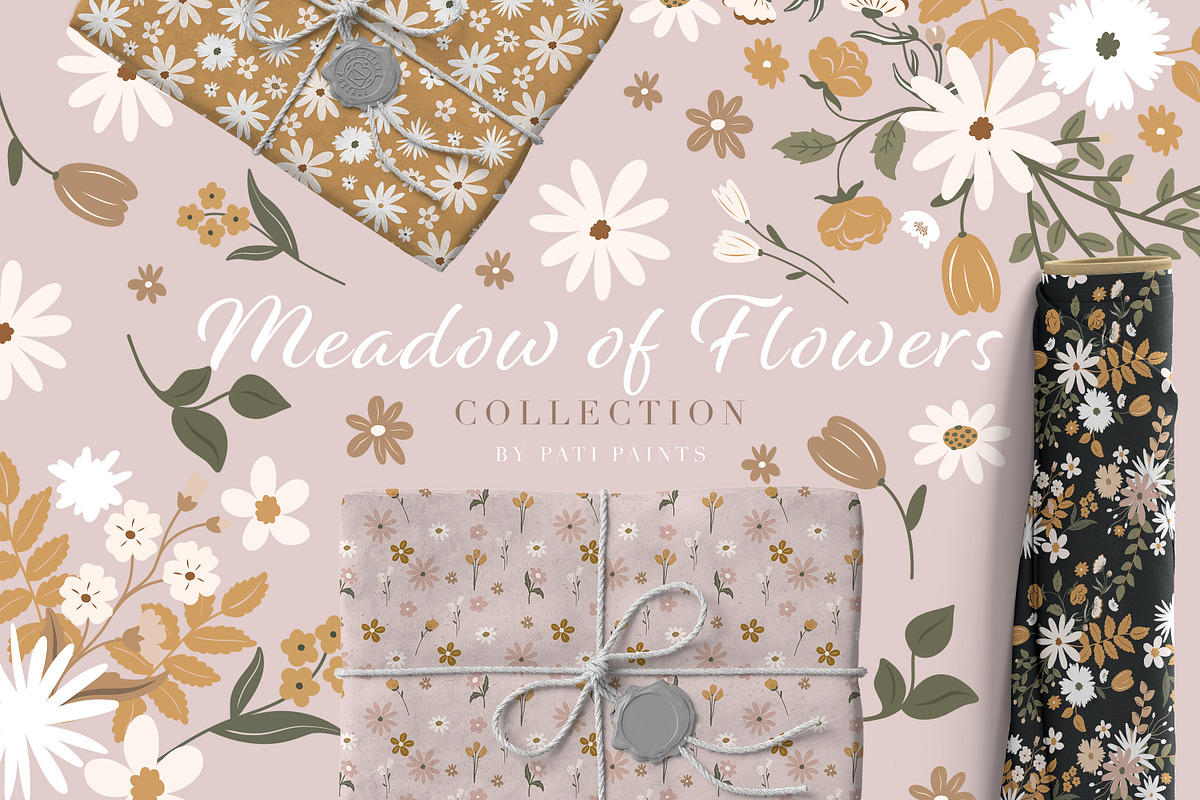 Meadow of Flowers Vector Collection, a Texture Illustration by Pati Paints (Photo 1 of 12)