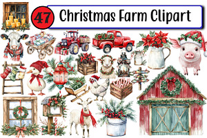 Christmas Farm Clipart, an Illustration by Design Market