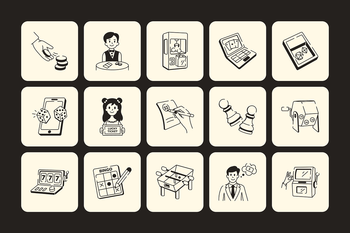 Lotto Game Doodle Icon Set, an Outline Icon by Vectors Market (Photo 6 of 8)