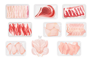 Raw meat white plastic containers, an Object Illustration by Lemberg Vector
