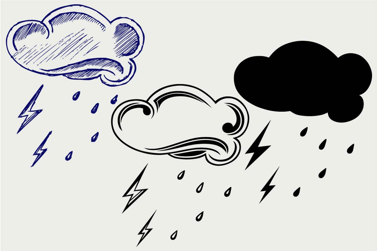 Cloud with rain SVG, an Outline Icon by LineworkStock