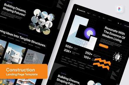 Contruction Landing Page, a Landing Page Template by SquidPixey