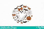 Lace Halloween Ghost Coquette Png, an Illustration by Watercolor design (Thumbnail 1 of 3)