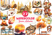 Serene Autumn Day Clipart, an Illustration by CreationArt (Thumbnail 1 of 5)