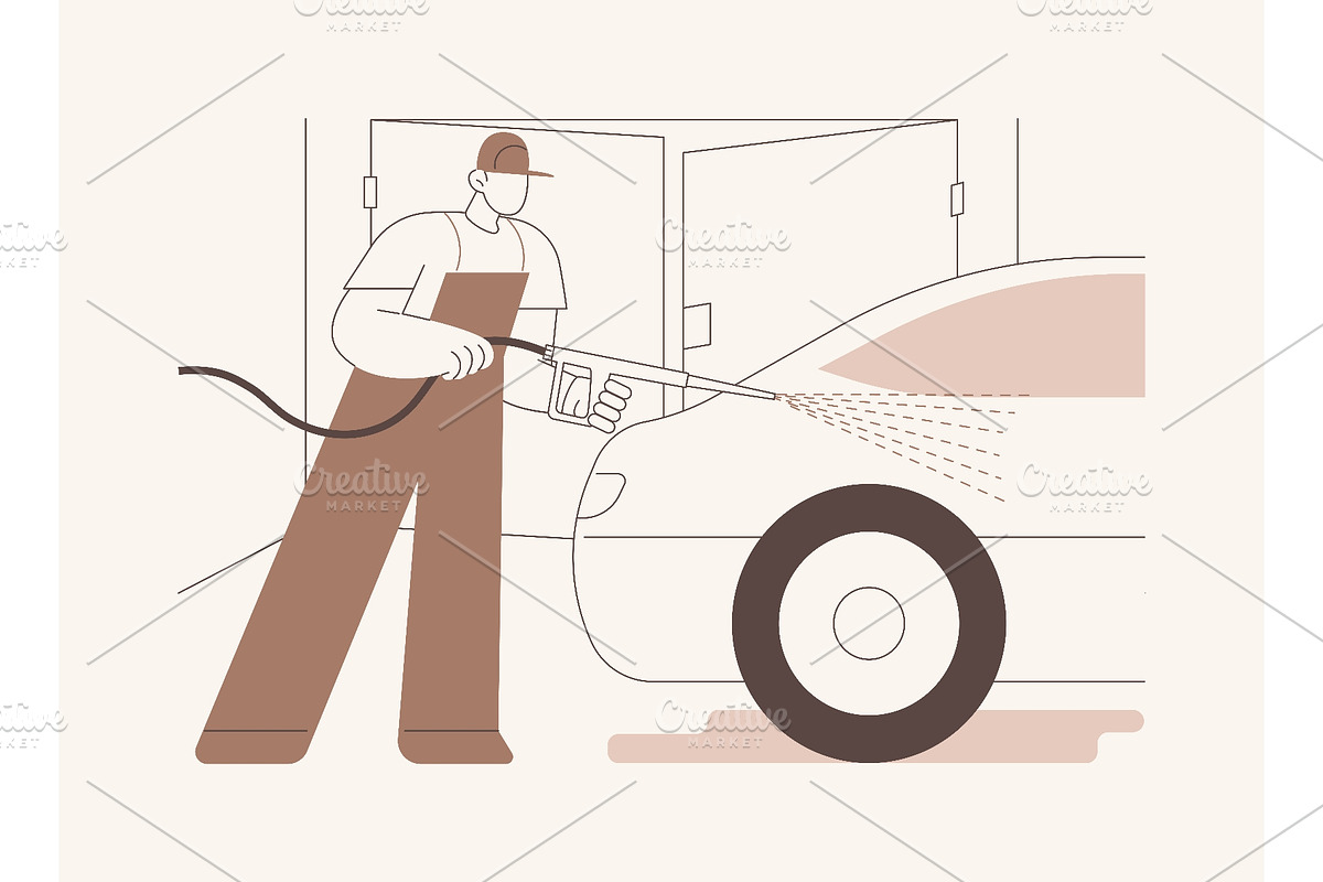 Manual car wash isolated cartoon, a Transportation Illustration by ...