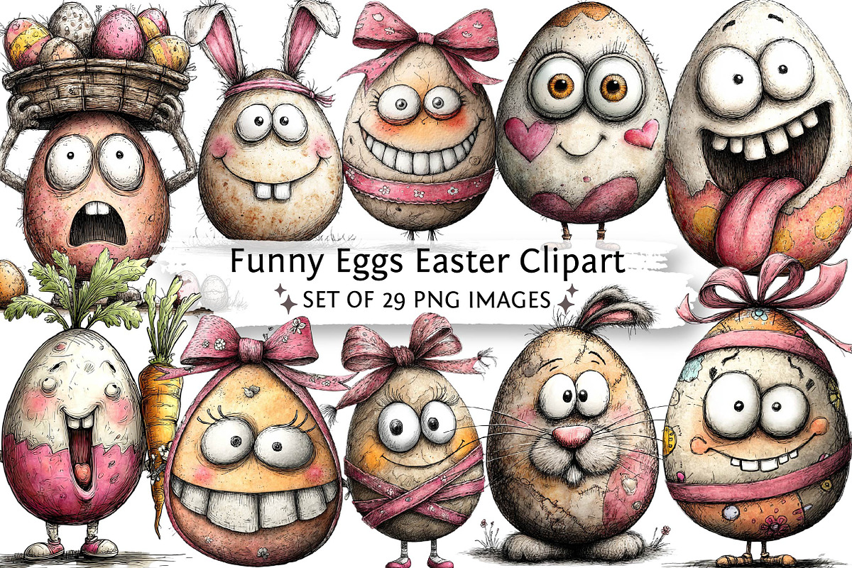 Funny Eggs Easter Clipart, an Illustration by DreamPrint404 (Photo 1 of 6)