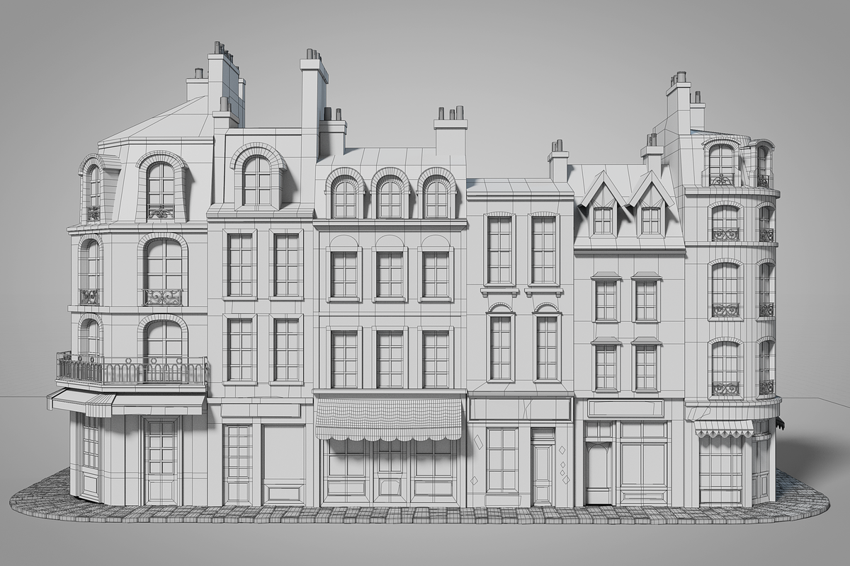 Cartoon city facades, an Architecture 3D Model by happy brush (Photo 8 of 11)