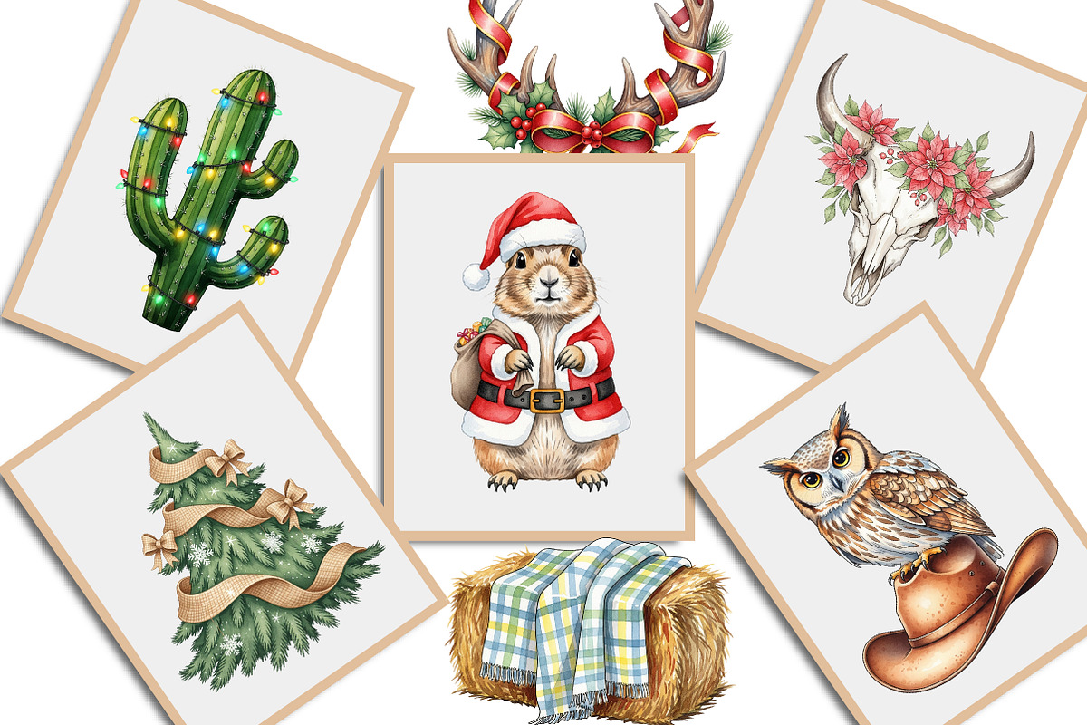 Watercolor Western Christmas Clipart, an Illustration by Creative Art (Photo 8 of 10)