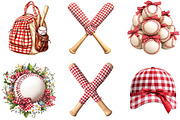 Red Gingham Baseball Clipart, a Sport Illustration by Designking (Thumbnail 2 of 5)