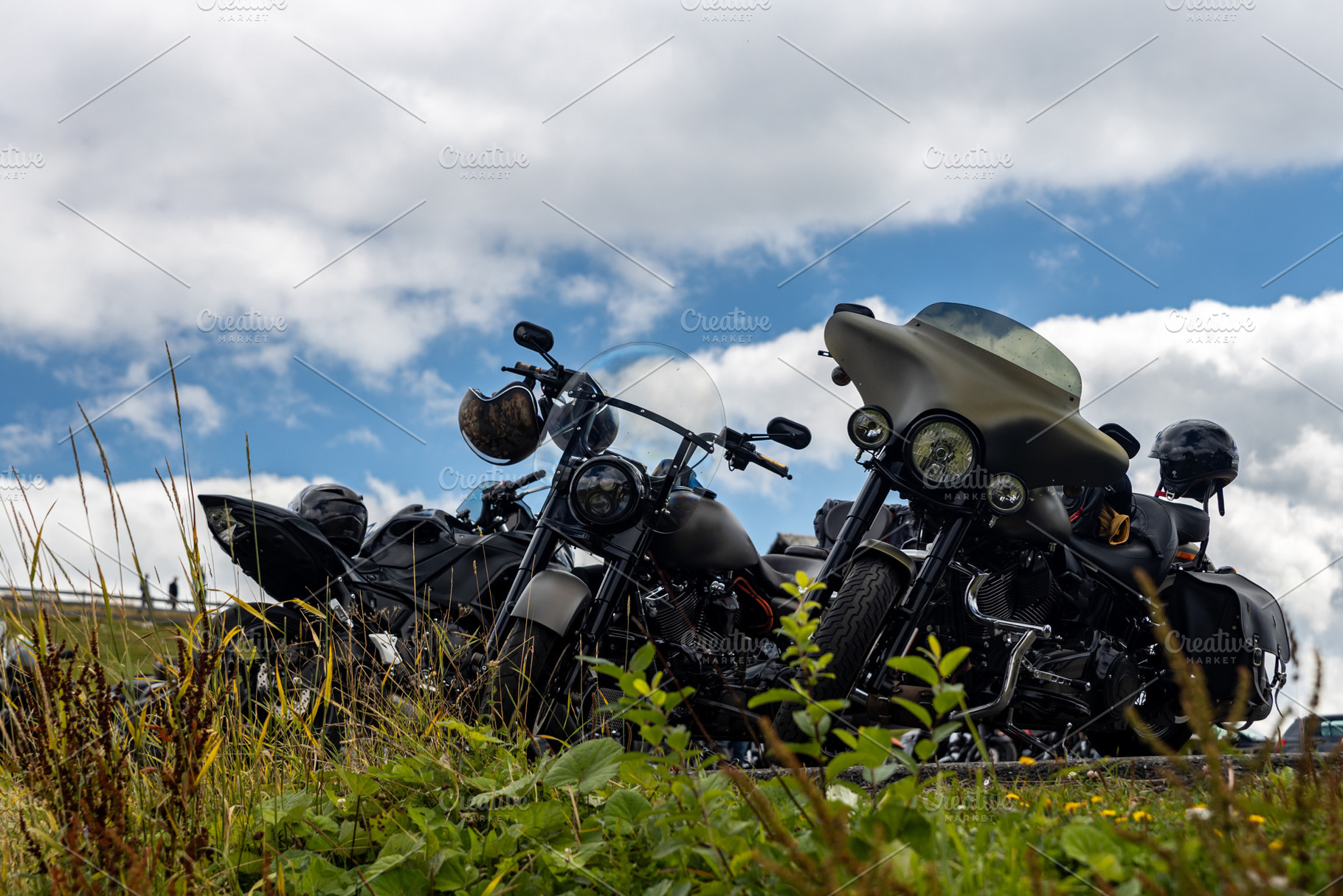 Old motorcycles in a mountain parkin, a Transportation Photo by Photo Kaminski