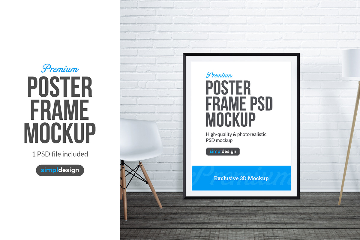 Minimal Interior Poster Frame Mockup, a Mockup by SimplDesign (Photo 1 of 2)