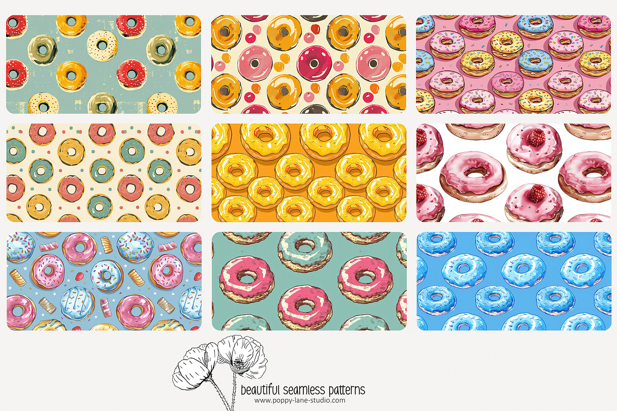 70 donuts seamless pattern, a Pattern Graphic by Poppy Lane Studio (Photo 8 of 10)