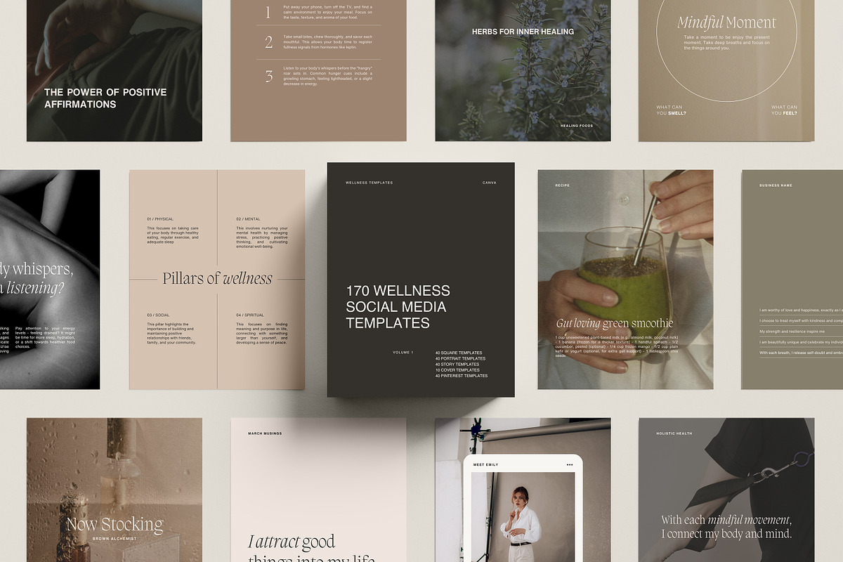 170 Wellness Canva Templates, a Social Media Template by Sikoya Design (Photo 1 of 10)
