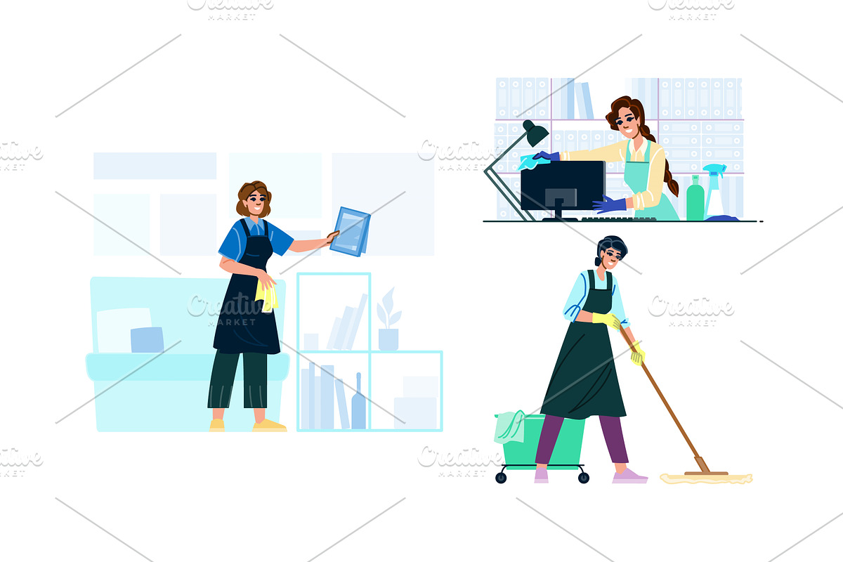 Professional cleaning women, a Person Illustration by pikepicture