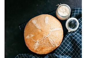 Wheat round sourdough bread, copy, a Food & Drink Photo by Fascinadora