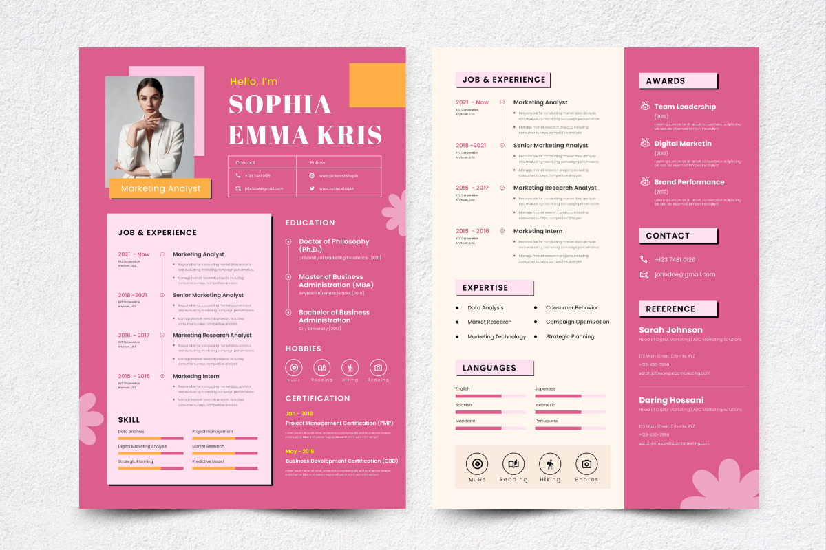 Resume / CV Marketing Analyst V4, a Resume Template by twinstd (Photo 3 of 3)