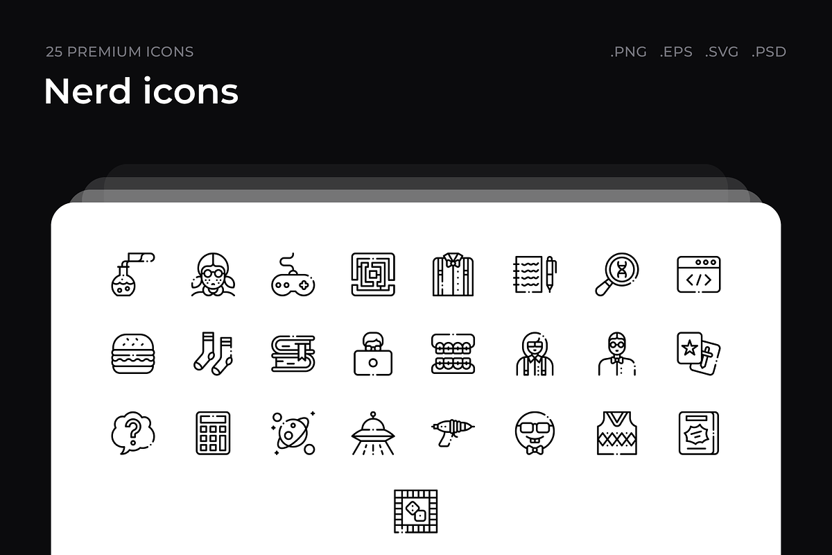 Nerd icons, an Outline Icon by Wencory (Photo 1 of 2)